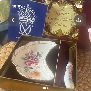 Royal Crown Derby  China‎ Butter Dish & Knife Original Box, Made England